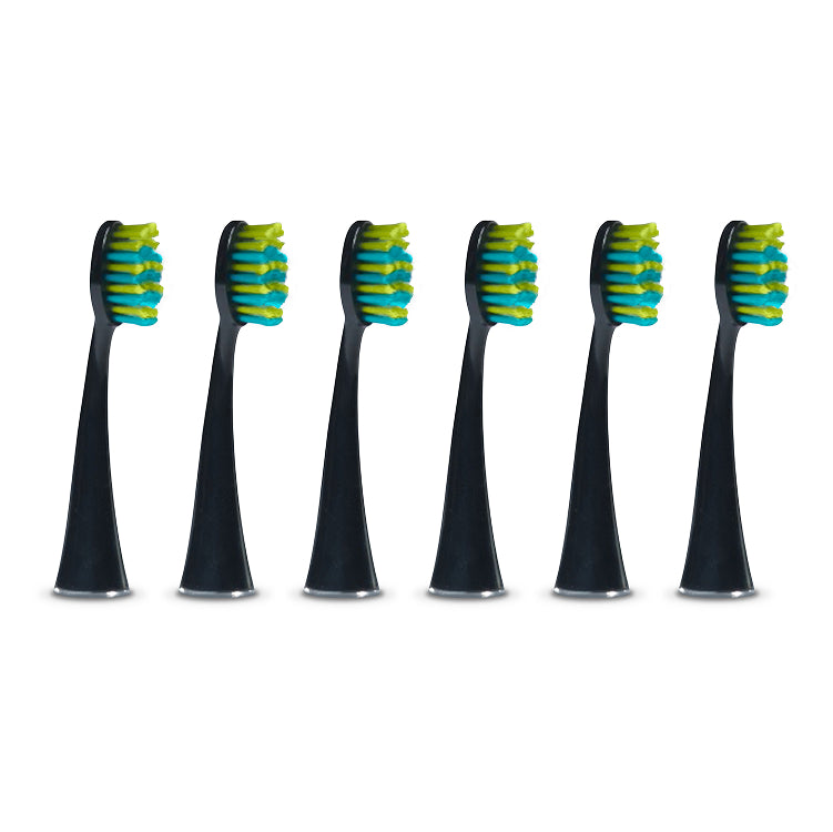 Pro 7 Series Replacement Brush Heads Black, 6-pack