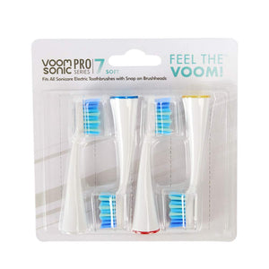 White Replacement Brush Heads for Pro 7 Series Electric Toothbrush package 4-pack by Voom Sonic, 22032.